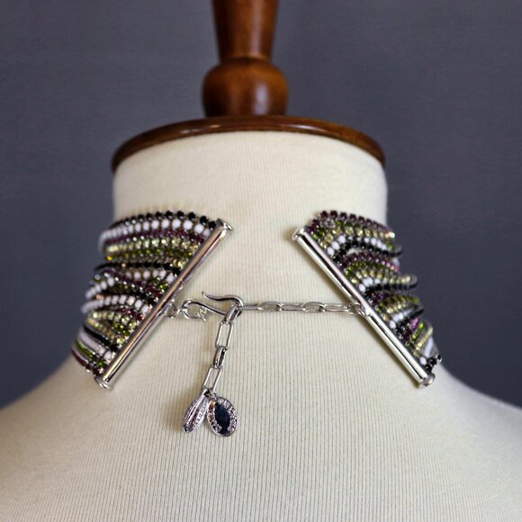 Daniel Swarovski Atelier Rare Signed Multi Strand Rainbow Choker Necklace - Picture 7 of 13
